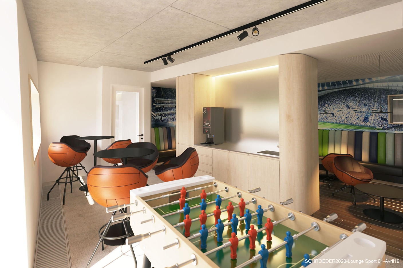 Vue de l’espace «lounge» sport. (Illustration: Architecture & Urbanisme 21)