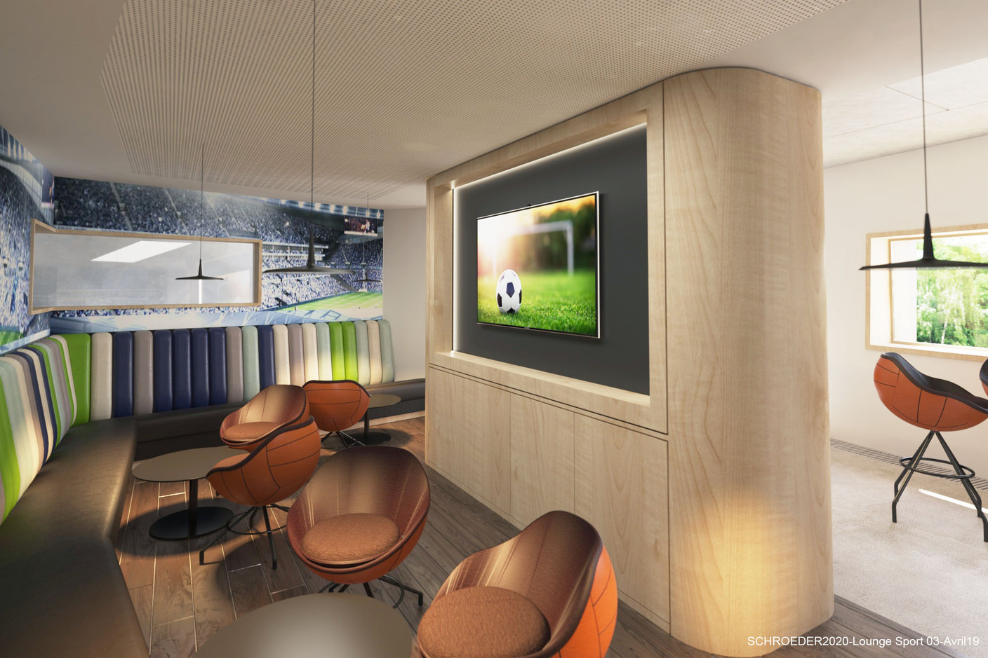Vue de l’espace «lounge» sport. (Illustration: Architecture & Urbanisme 21)
