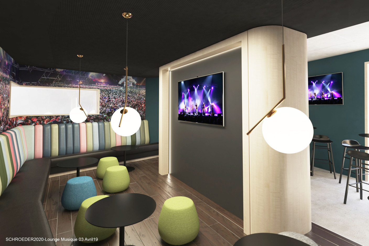 Vue de l’espace «lounge» musique. (Illustration: Architecture & Urbanisme 21)