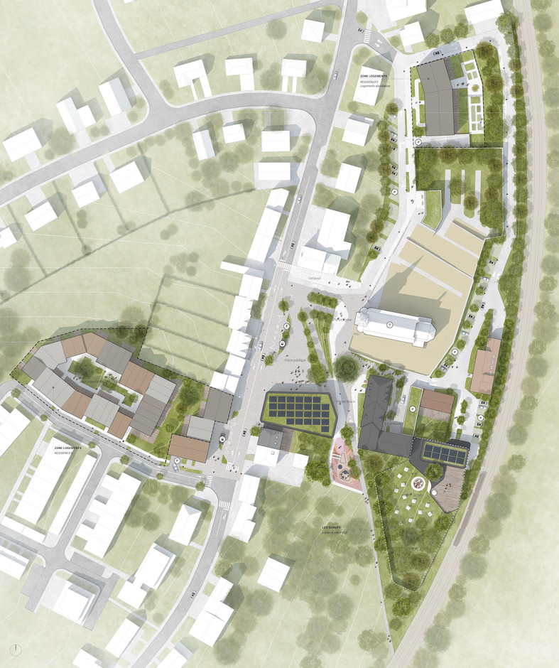 Plan masse du projet de réaménagement du centre-ville de Schuttrange. (Illustration: Metaform architects)