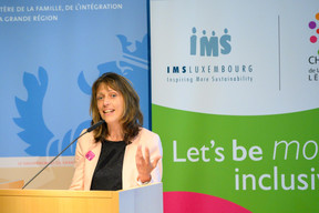 Hélène Langinier, enseignante-chercheuse à l’EM Business School de Strasbourg, est intervenue sur la diversité linguistique sur le lieu de travail (Photo: Charles Caratini et Michel Brumat pour IMS Luxembourg)