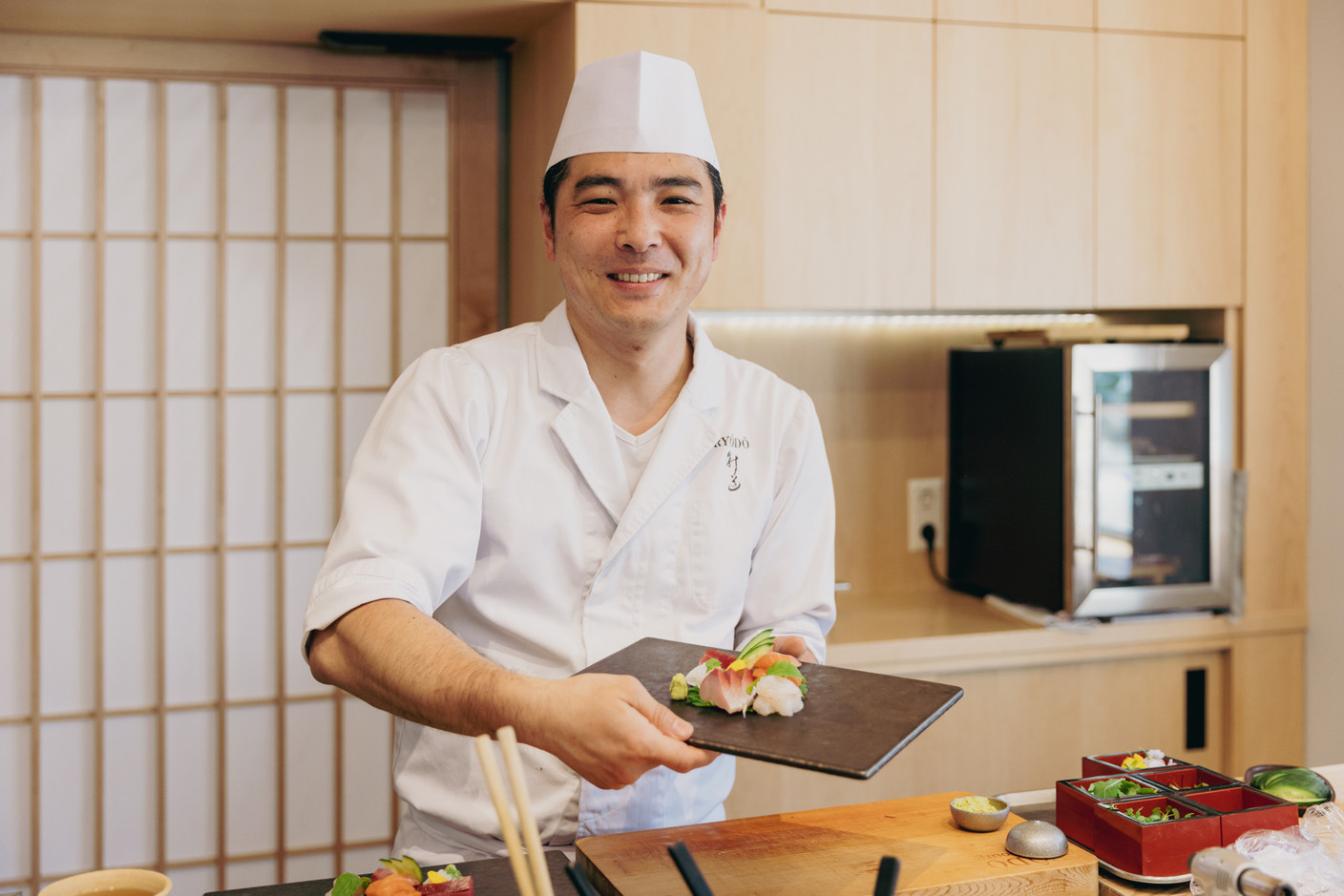 Chef Ryôdô Kajiwara pictured in his restaurant in Gasperich. Photo: Romain Gamba/Maison Moderne
