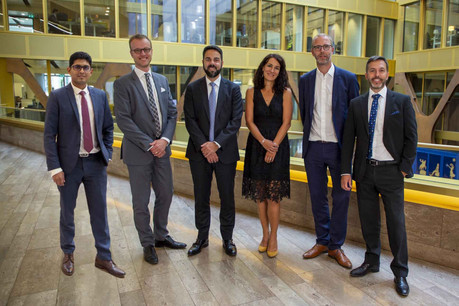 Rushvin Appadoo, Jonathan de Hemmer Hamborg, Vincent Ehx, Roxane Filippa, Jan Jansen et Xavier Martinez ont pris leurs fonctions ce mardi. (Photo: KPMG Luxembourg)