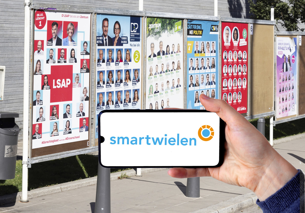 Across 44 questions divided into 12 themes, Smartwielen.lu helps users compare their political views with those of the candidates and political parties participating in the upcoming legislative elections.  Illustration: Maison Moderne