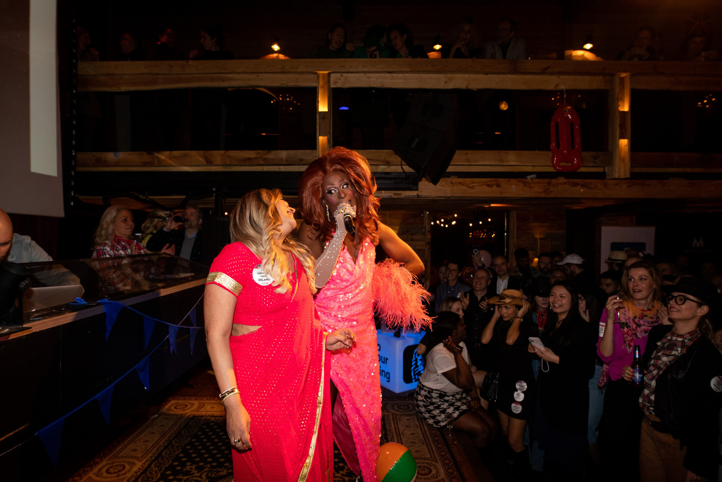 “Spice it up” prize-winner Barbara, seen with Nickie Nicole during Delano’s 12th anniversary party, 23 February 2023. Photo: Eva Krins/Maison Moderne