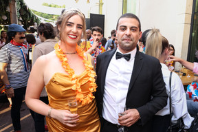 Attendees are seen during the Delano summer party, 13 July 2023. Photo: Marie Russillo/Maison Moderne