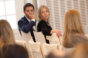 Arnaud Gillen and Sigridur Torfadottir of Innpact are seen attending Luxflag Sustainable Investment Week, held at the Schéiss cultural centre, 18 October 2023. Photo: Guy Wolff/Maison Moderne