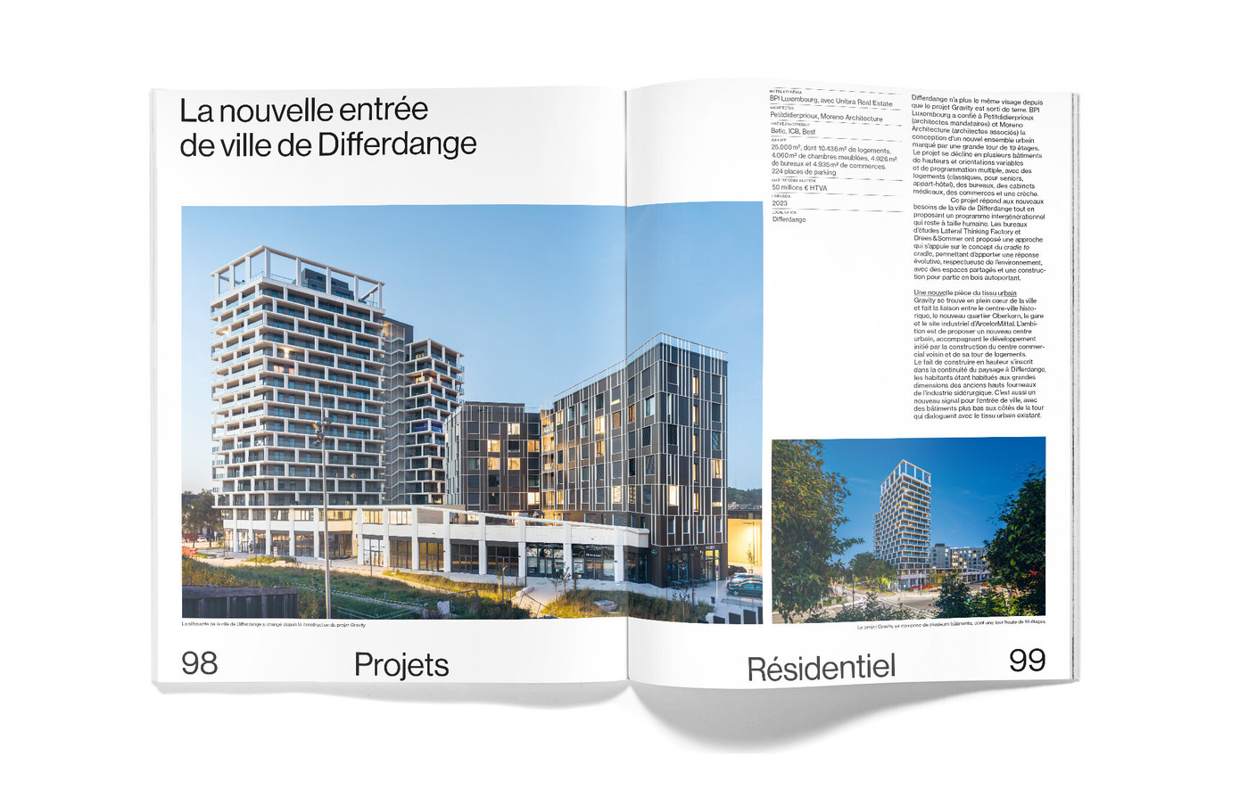 Vue des pages intérieures du hors-série Paperjam Architecture + Real Estate 2024, vol. 2. (Photo: Maison Moderne)