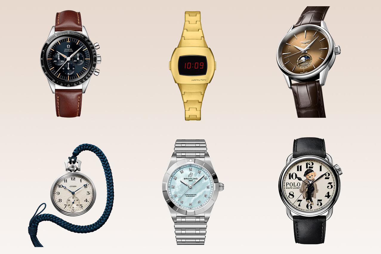 Models inspired by space. Photos: Omega, Hamilton, Longines, Citizen, Breitling, Ralph Lauren. Editing: Maison Moderne