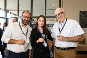 Loïc Reignier (Editus Luxembourg), Chanez Koriche (Taleo Consulting) and Eric Dejardin (Dejardin Consulting) at the Paperjam Club’s carrousel lunch at the Légère Hôtel Luxembourg, 20 September 2024. Photo: Eva Krins/Maison Moderne