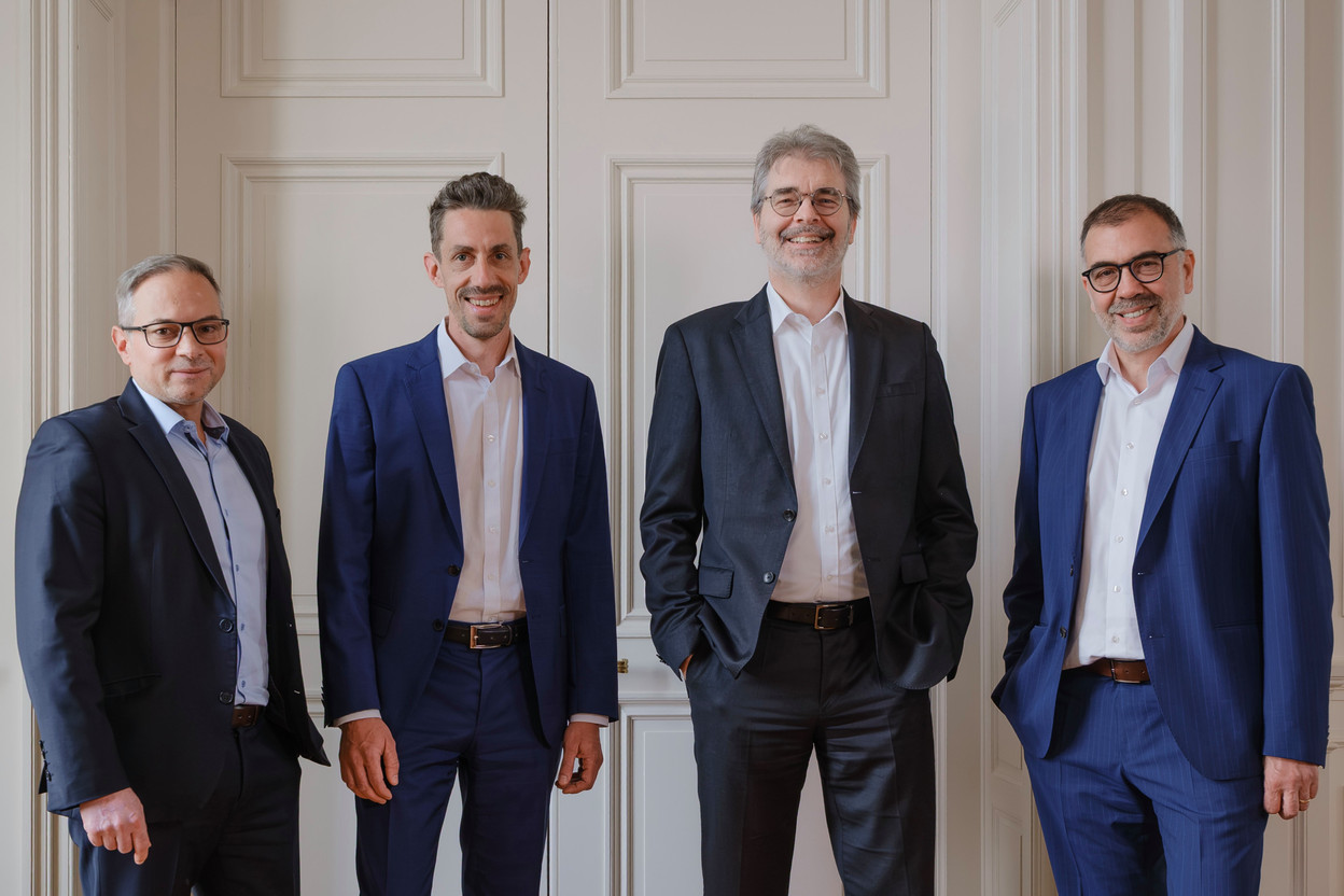 (l-r) Spuerkeess announced the appointment of Dzemal Tomic as senior vice president and head of institutional banking, Philippe Hennes as vice president and head of business unit institutional relationship management, Nobby Brausch as senior business developer and Paolo Vinciarelli as senior vice president and head of corporate banking. Photo: Spuerkeess; Montage: Maison Moderne