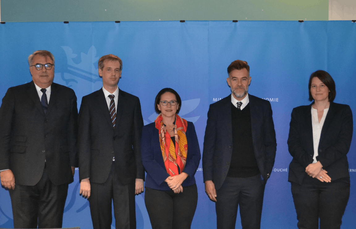 Marc Niederkorn, Vincent Thurmes, Yuriko Backes, Franz Fayot and Carole Bruckler (left to right) presented the composition of the SCNI’s new board of directors. Photo: Ministry of Economy