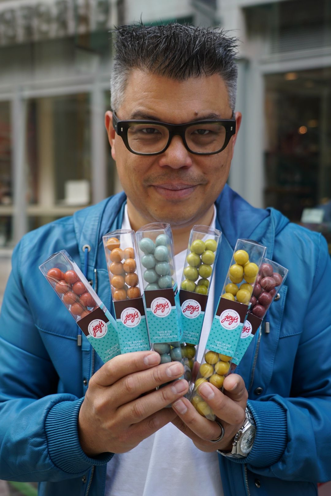 Sumo, pictured with the chocolate “marbles.” Photo: Tiffany Matos