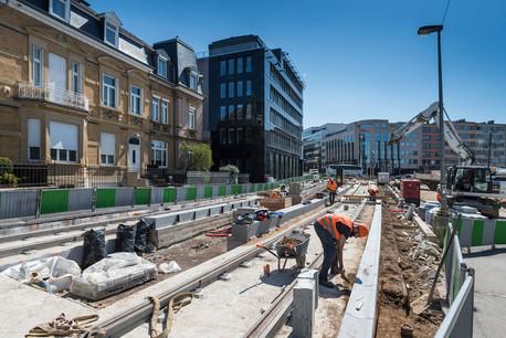 Les travaux du tramway place de l’Étoile. (Photo: Anthony Dehez)