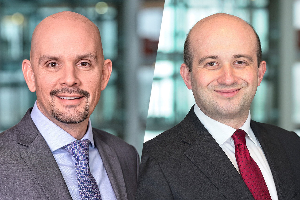 Fund boards in Luxembourg are increasingly implementing ESG practices, concludes a survey done by the ILA and PwC Luxembourg. Pictured: survey authors Michael Delano (left) and Andrea Montresori.  Photos: Olivier Toussaint / Collage: Maison Moderne