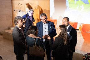 Luis Galveias and Stephane Pesch of the LPEA, Tomas Tobolka of Vistra Fund Management, Julie Pelcé of CMS, and Teresa Gonzalez of Arcano Partners are seen during Luxflag Sustainable Investment Week 2022, 19 October 2022. Photo: Romain Gamba/Maison Moderne