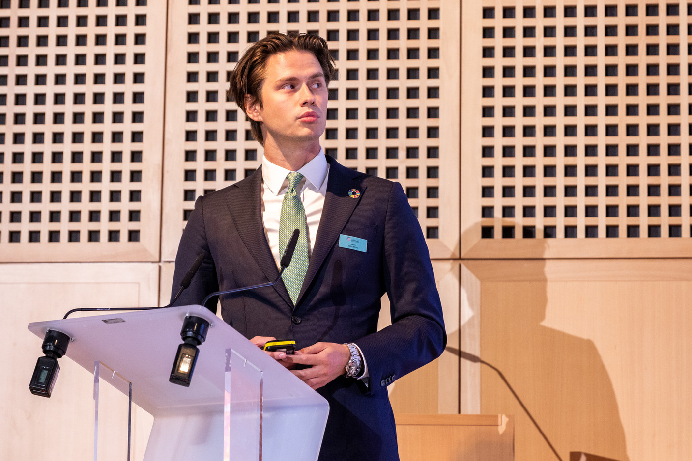 Glenn Anderson of Fidelity International is seen speaking at Luxflag Sustainable Investment Week 2022, 17 October 2022. Photo: Romain Gamba/Maison Moderne