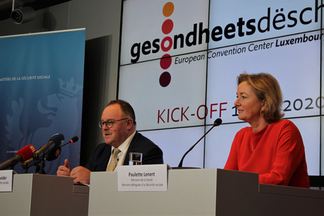 Romain Schneider, ministre de la Sécurité sociale, et Paulette Lenert, ministre de la Santé et ministre déléguée à la Sécurité sociale, ont lancé la ronde de discussions autour de la prévention, de la pénurie de soignants ou encore de la médecine du futur. (Photo: Ministère de la Santé)