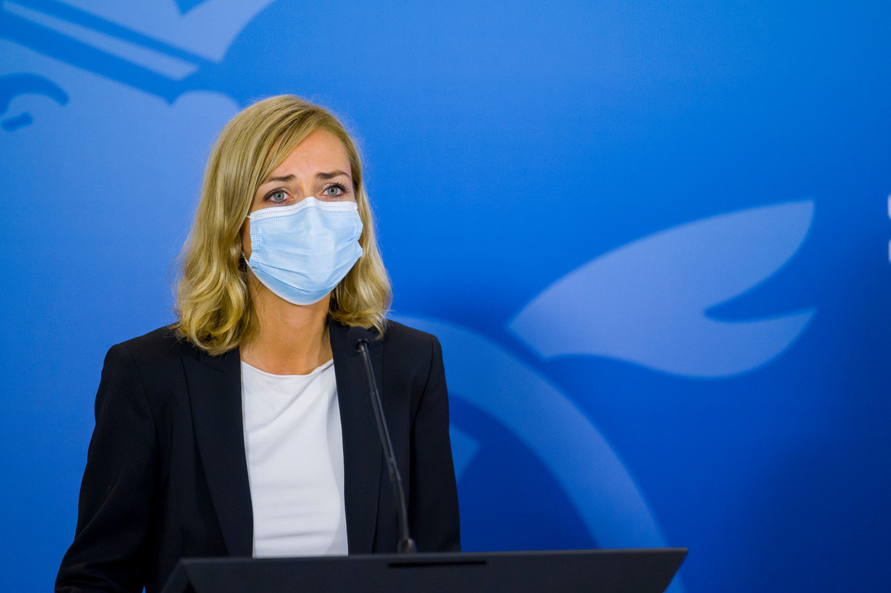 Taina Bofferding (LSAP), pictured during a press conference in July 2021. Library photo: SIP / Jean-Christophe Verhaegen