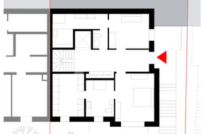 The entrance to the house is on the first floor. Illustration: Jonas Architectes