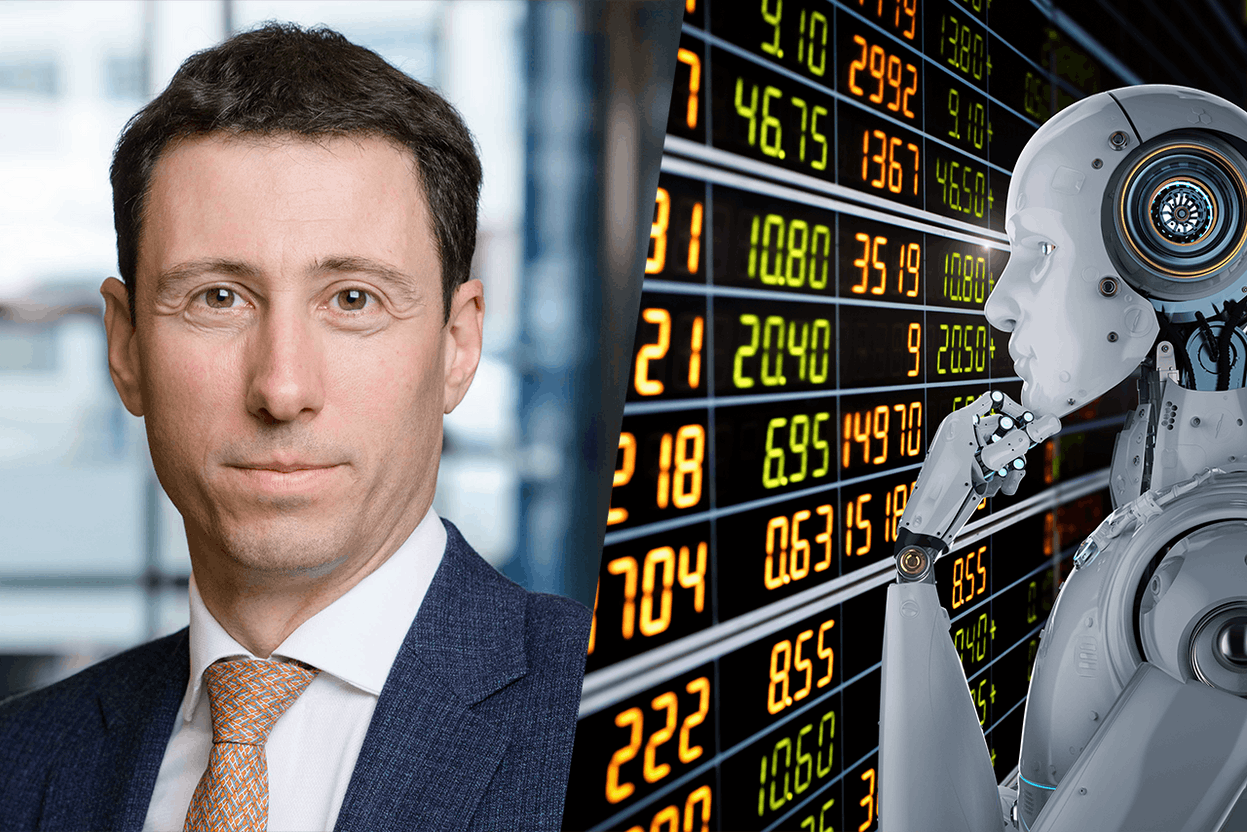 “Technology stocks are characterised by their superior earnings growth compared to the broader economy,” said Christophe Pouchoy, portfolio manager at La Financière de l’Echiquier, during a presentation on 26 November 2025 in Paris. Photo: La Financière de l’Echiquier, Shutterstock, Montage Paperjam