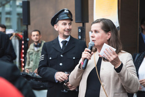 Geraldine Knudson, CEO of Maison Moderne, the company that publishes Delano, is seen speaking during Delano’s 10th anniversary party, 13 July 2021. Simon Verjus/Maison Moderne