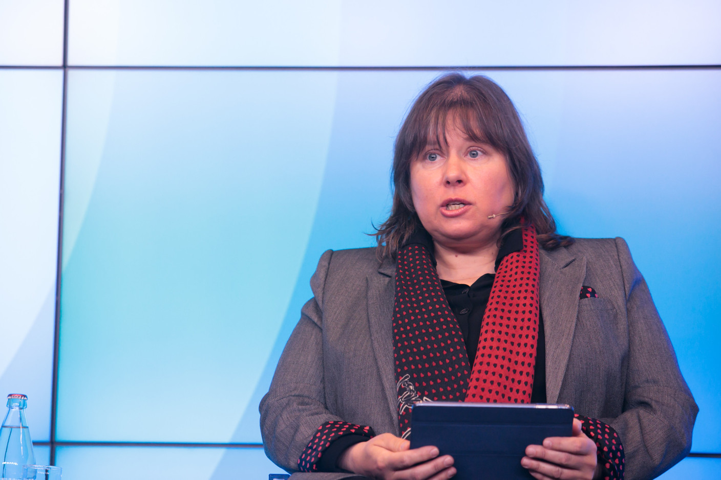 Corinne Lamesch, chair of the Association of the Luxembourg Fund Industry, is seen speaking during Alfi’s European Asset Management Conference, 22 March 2022. (Photo: Matic Zorman/Maison Moderne)