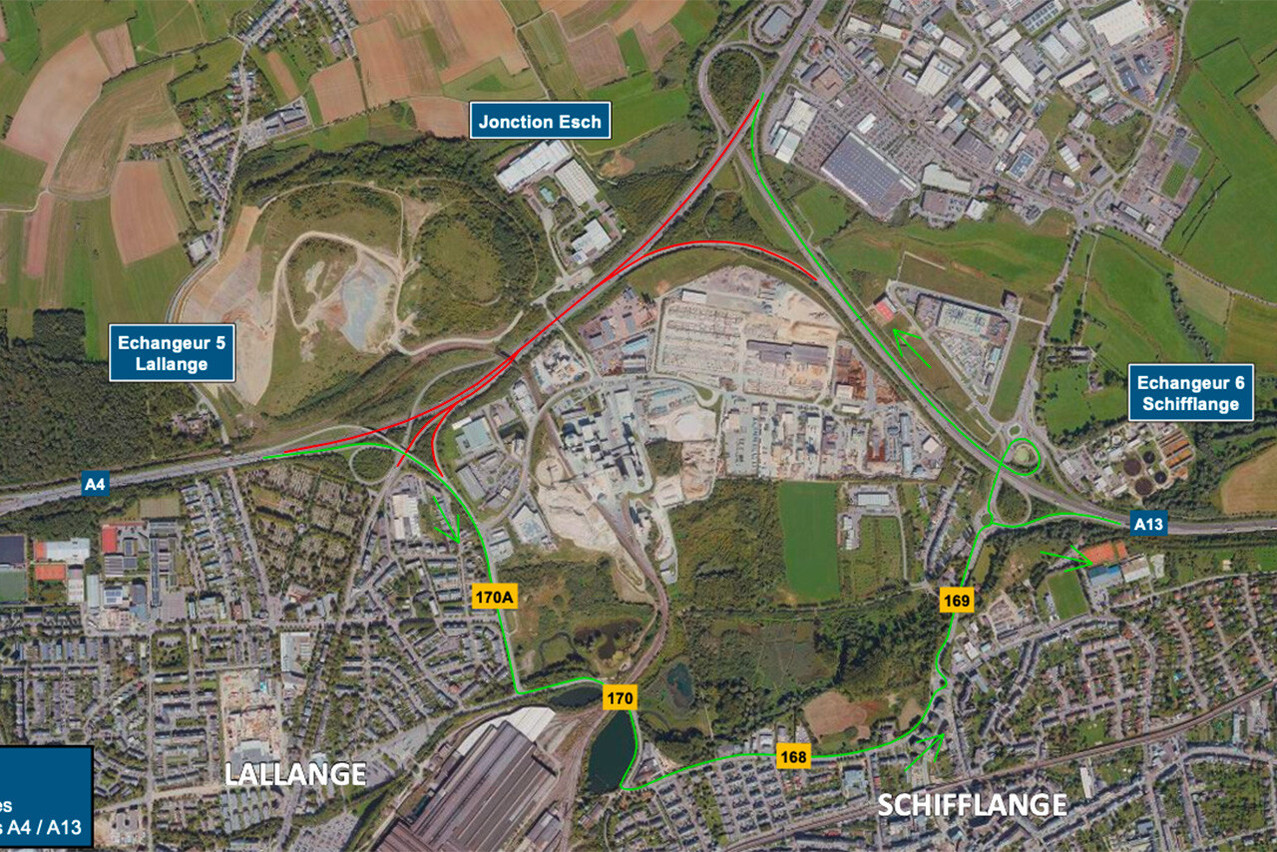 The National Roads Administration will be resurfacing the A4 motorway between the Lallange junction and the Esch junction from around 5 pm on Saturday 25 April until around 5 am on Monday 27 April. Photo:  Administration des ponts et chaussées