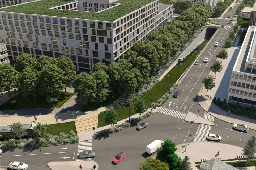 The timetable for the major construction projects at Place de l’Étoile is becoming clearer. Work on the Route d’Arlon bypass is due to start in 2028, whilst work on the underground coach station is now scheduled for late 2029. (Photo: Archives/Luxtram)