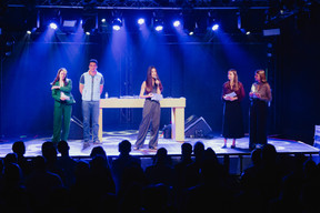 Lara Bertemes (Climate Youth Delegate), Alessio Calisti Thill (Ecoffee Luxembourg), Sarah Akhmiss (Gemolux), Louise Braibant and Rebeca Suay (Paperjam). Photo: Julian Pierrot/Paperjam