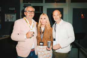 Mike Koedinger (Paperjam), Isabelle Thill (Exhale Yoga) and David Rosner (iSupport). Photo: Julian Pierrot/Paperjam