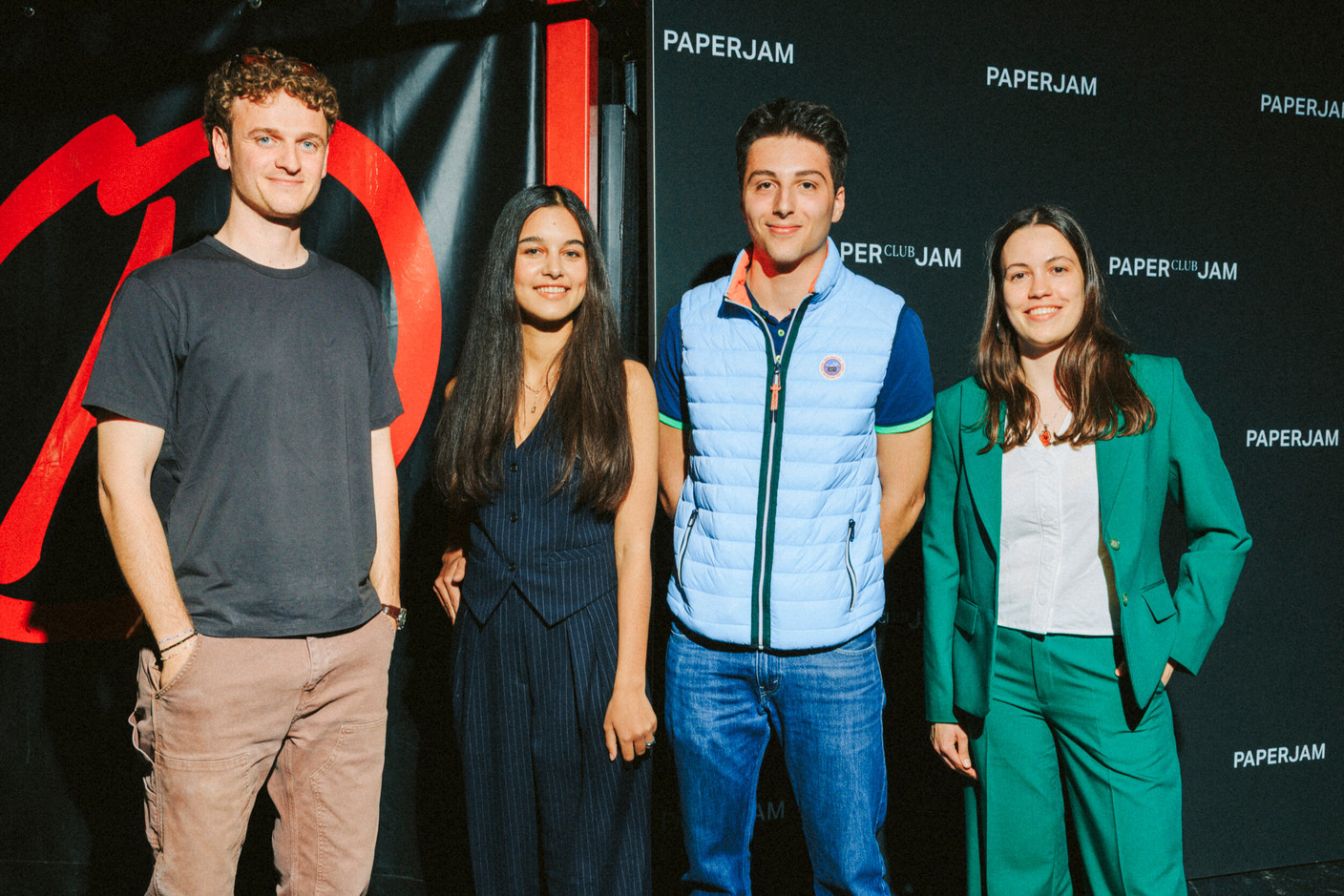 Louis Loschetter (Skandal Agency), Sarah Akhmiss (Gemolux), Alessio Calisti Thill (Ecoffee Luxembourg) and Lara Bertemes (Climate Youth Delegate). Photo: Julian Pierrot/Paperjam