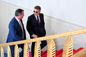 Brigitte Macron and Emmanuel Macron, president of the French Republic, welcomed Grand Duke Guillaume and Stéphanie for another courtesy visit. (Photo: Frédéric Sierakowski/SIP)