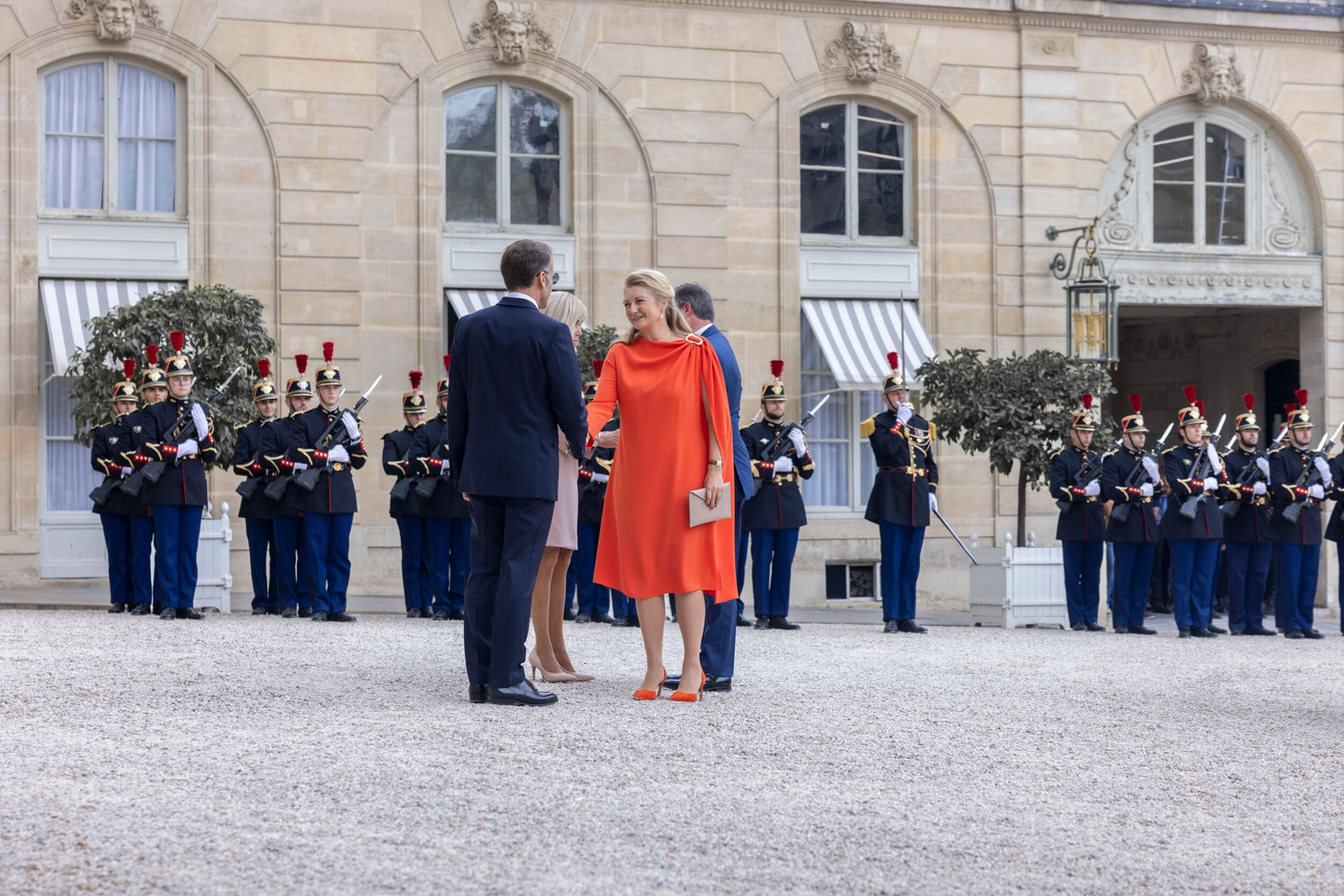 Brigitte Macron and Emmanuel Macron, president of the French Republic, welcomed Grand Duke Guillaume and Grand Duchess Stéphanie for another courtesy visit. (Photo: Maison du Grand-Duc)
