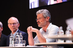 David Wagner (déi Lénk), at the debate amongst leading political candidates, 19 September 2023. Photo: Eva Krins / Maison Moderne