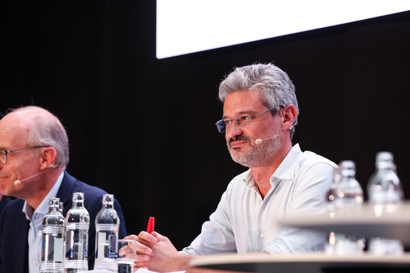 David Wagner (déi Lénk), at the debate amongst leading political candidates, 19 September 2023. Photo: Eva Krins / Maison Moderne