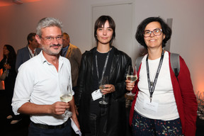 David Wagner (déi Lénk), Mara Stieber, Nathalie Reuland (déi Lénk), at the debate amongst leading political candidates at PwC Luxembourg on 19 September 2023. Photo: Eva Krins / Maison Moderne