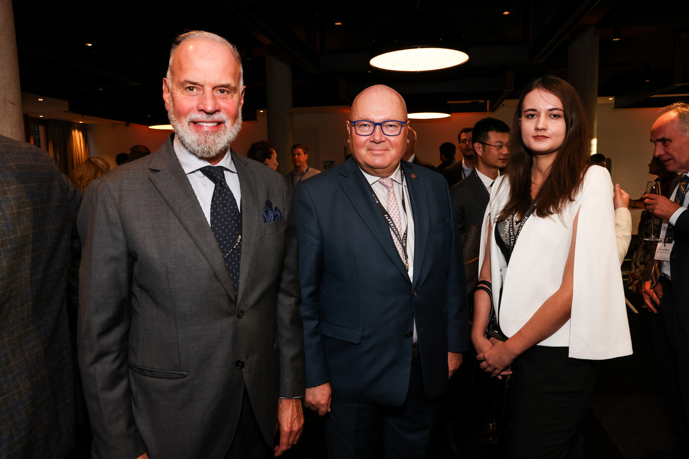 Diego Brasioli (Italian embassy) and Piotr Wojtczak (embassy of the Republic of Poland), at the debate amongst leading political candidates at PwC Luxembourg on 19 September 2023. Photo: Eva Krins / Maison Moderne