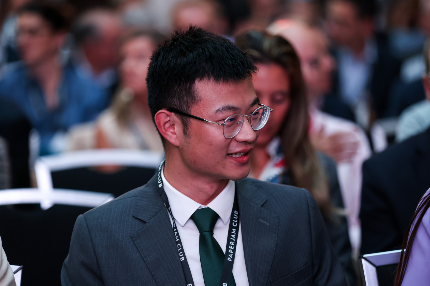 Hailhao Wang (embassy of the People's Republic of China), at the debate amongst leading political candidates at PwC Luxembourg on 19 September 2023. Photo: Eva Krins / Maison Moderne