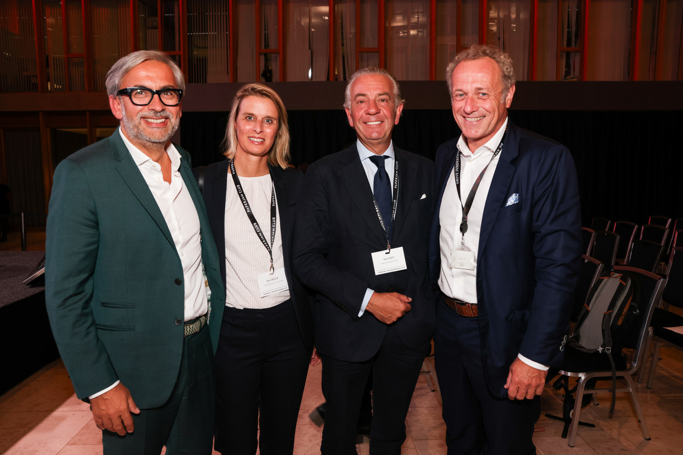 Mike Koedinger (Maison Moderne), Beryl Bruck (ministry of culture), Bob Kneip (Kneip Management) and Laurent Probst (PwC), at the debate amongst leading political candidates at PwC Luxembourg on 19 September 2023. Photo: Eva Krins / Maison Moderne