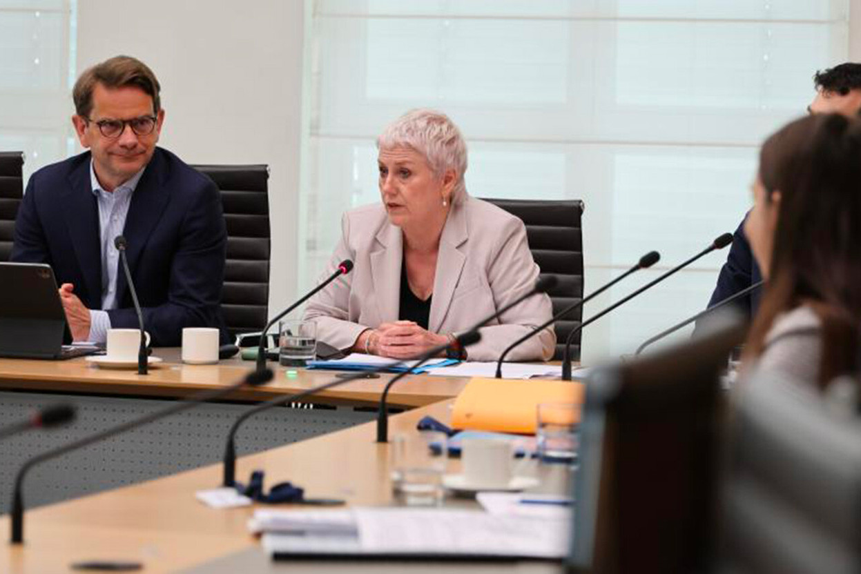 The chair of the Committee on Institutions, Laurent Zeimet, and the marshal of the Court, Sasha Baillie, appeared before a parliamentary committee on Monday 15 June. (Photo: Parliament of Luxembourg)