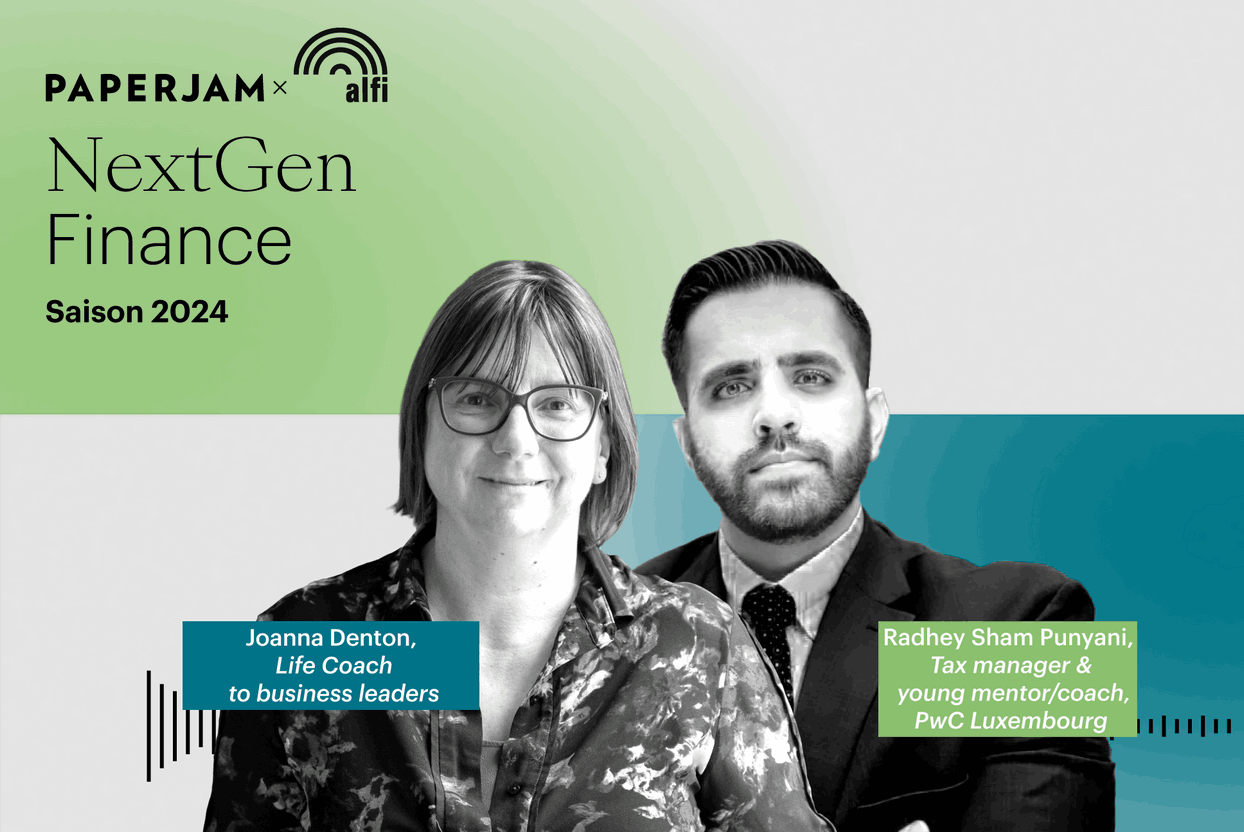 Joanna Denton, a life coach to business leaders and entrepreneurs, and PwC Luxembourg tax manager and young coach Radhey Punyani Crédit illustration : Maison Moderne et crédit photo : ALFI