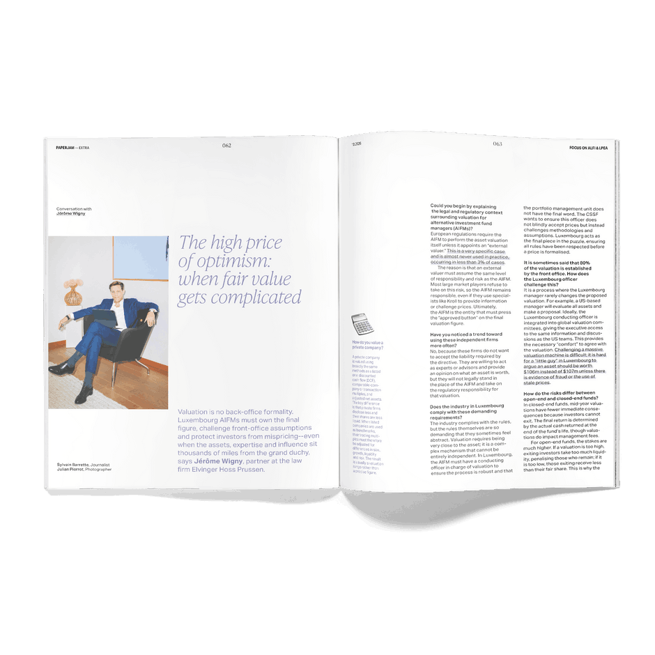 Jérôme Wigny takes a behind-the-scenes look at a process that has become particularly sensitive for AIFMs: determining the fair value of private assets when there is no obvious market price. (Photo: Julian Pierrot/Paperjam)