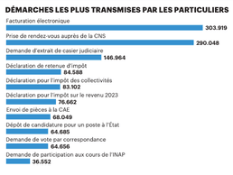 The most frequently transmitted procedures by private individuals. Sources: Ministry of digitalisation, CTIE, Statec