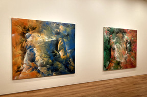 These large-format paintings, which are utterly fascinating, are done with aerosol paint. (Photo: Paperjam)