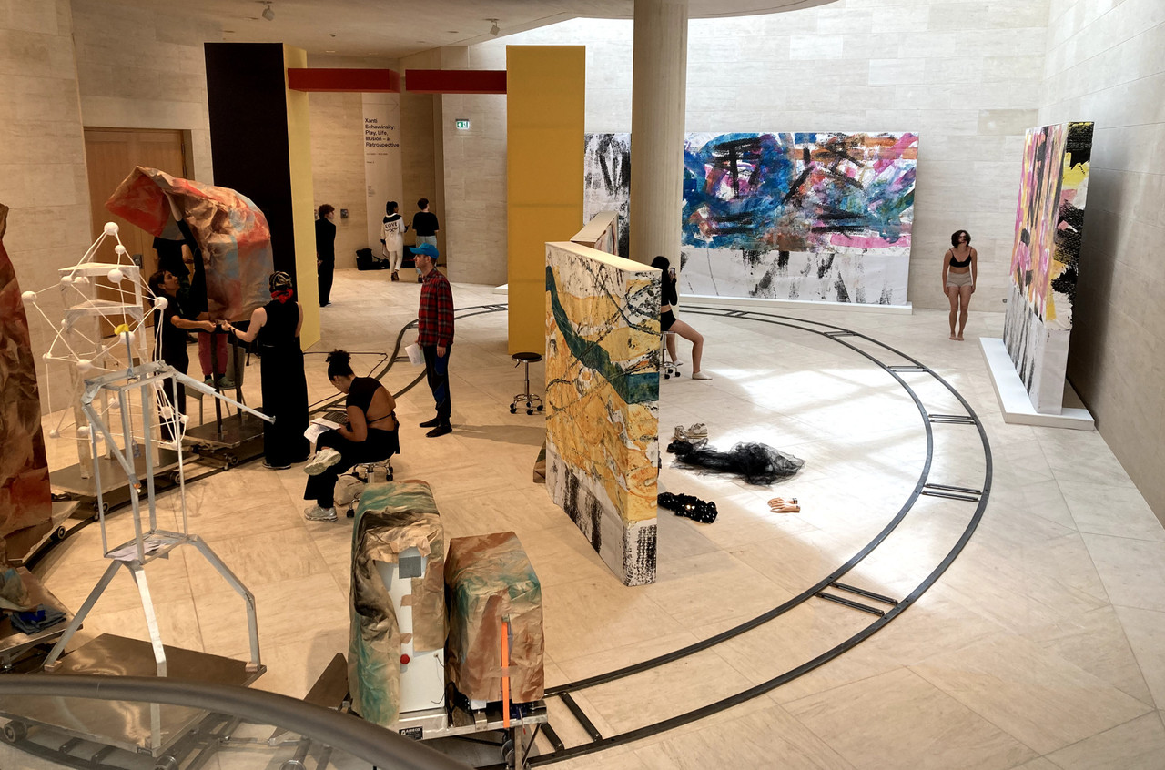 View of Monster Chetwynd’s installation during rehearsals on 11 July 2024. Photo: Paperjam