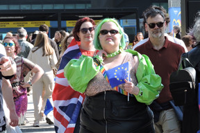 Fans seen outside Liverpool Arena shortly before the Eurovision grande finale, 13 May 2023. Photo: Neel Chrillesen