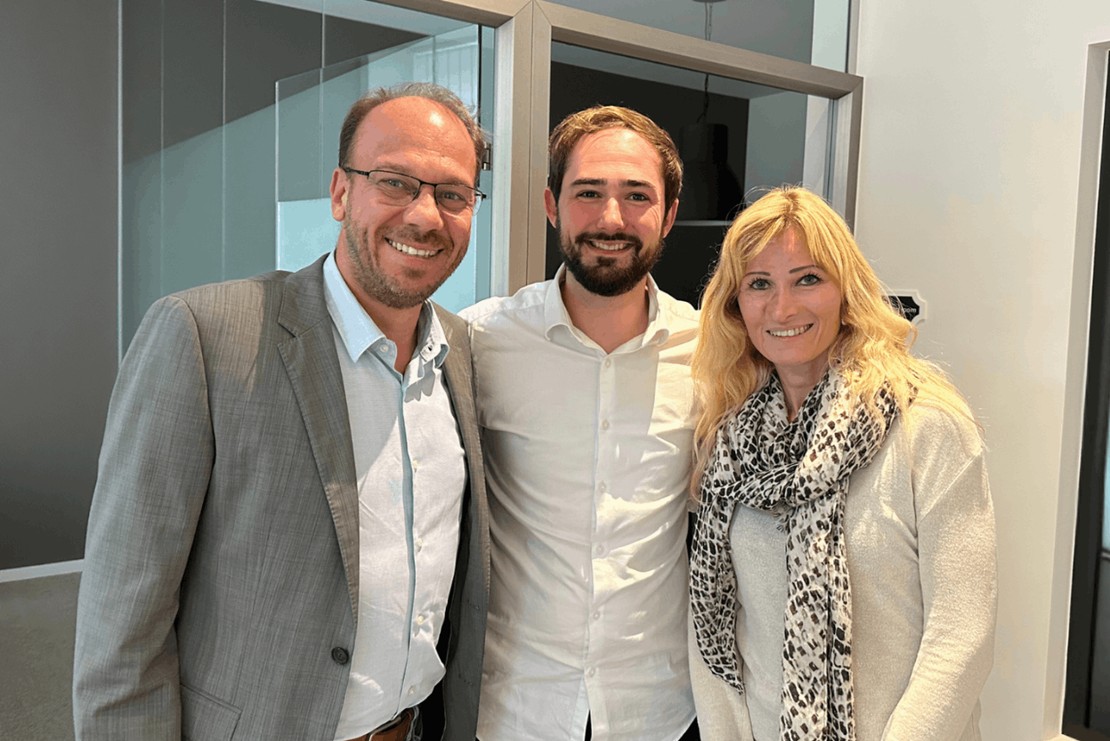 From left to right, Nicolas Hurlin (The Recruiter), Sébastien Lefèvre (Tomorrow Jobs) and Marilyn Hurlin (The Recruiter) Photo: The Recruiter