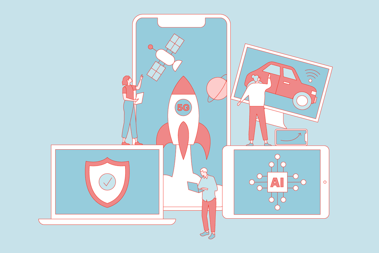 FinTech, cybersecurity, space systems and autonomous driving are four of SnT’s strategic research areas. (Illustration : Maison Moderne)