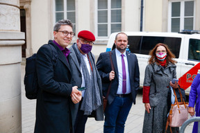 Sven Clement (Piratepartei), Marc Goergen (Piratepartei), 1st and 3rd from left to right. (Photo: Romain Gamba/Maison Moderne)